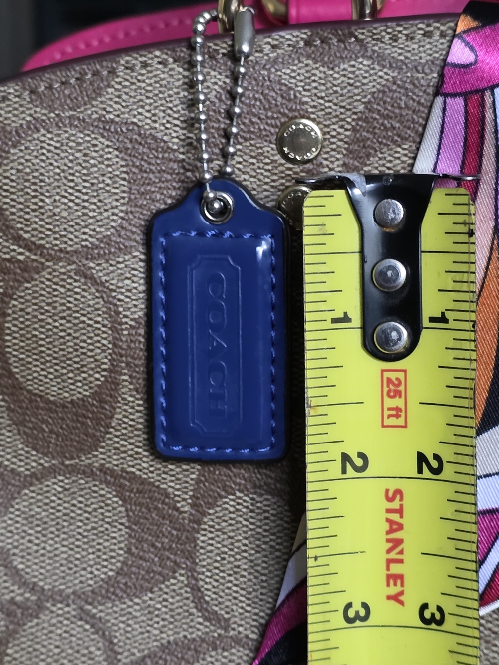 Coach Blue Leather Hangtag W/ Silver Ball Chain - Picture 5 of 5